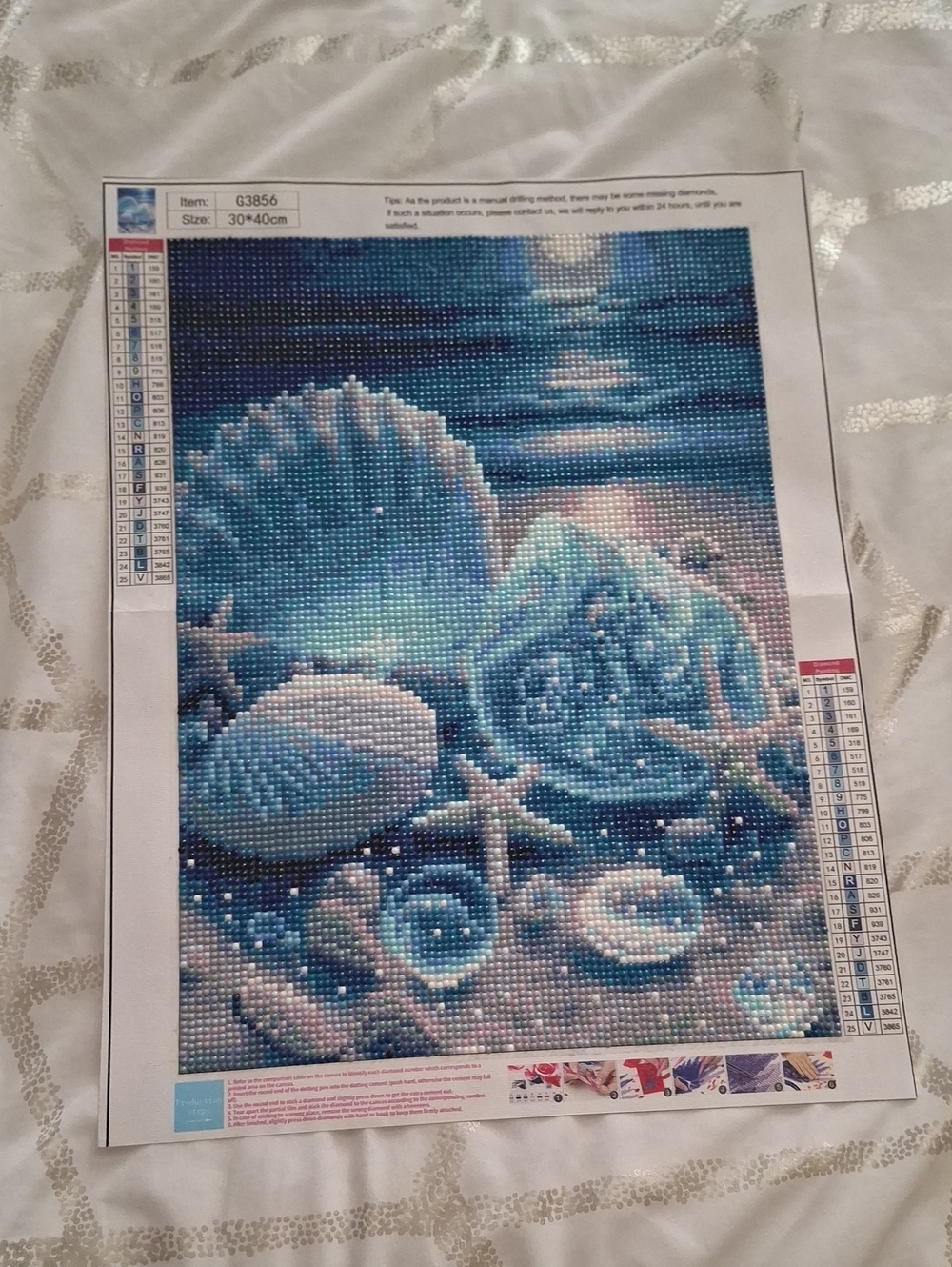 Ocean Shell Diamond Painting Canvas in Blue